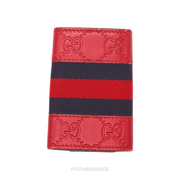 🔴 Gucci GG Web 6 Key Holder - Red Guccissima Leather - Picture 4 of 10
